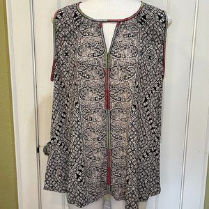 Black/White w/Neon Accent Sleeveless Lucky Brand Top